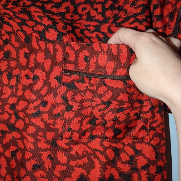 Marc By Marc Jacobs Red Animal Leopard Print Short Dolman Sleeve Silk Blouse - Picture 14 of 14